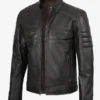 Mens Real Leather Distressed Brown Biker Style Jacket