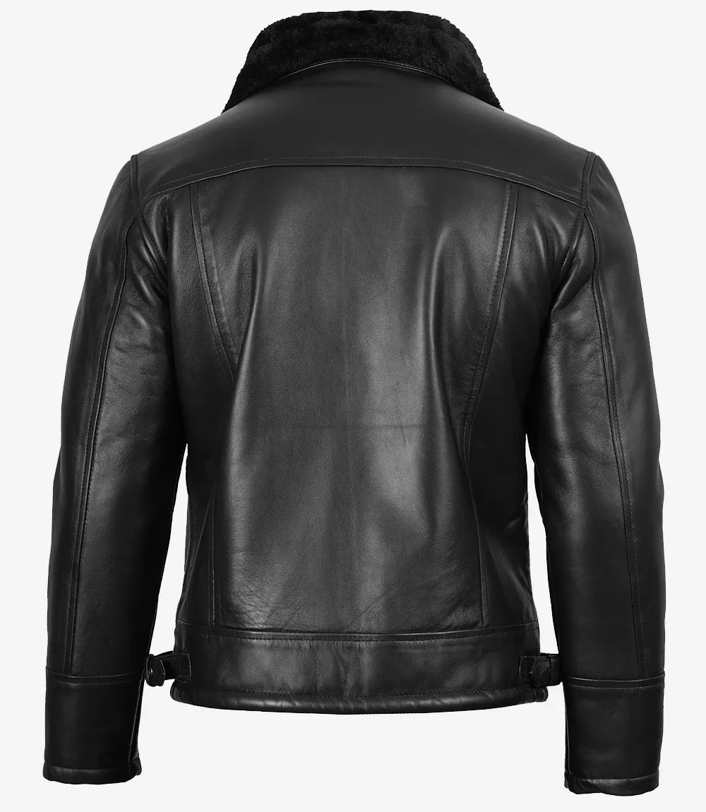 Men's B3 Bomber Black Shearling Leather Jacket Men's B3 Bomber Black Shearling Leather Jacket