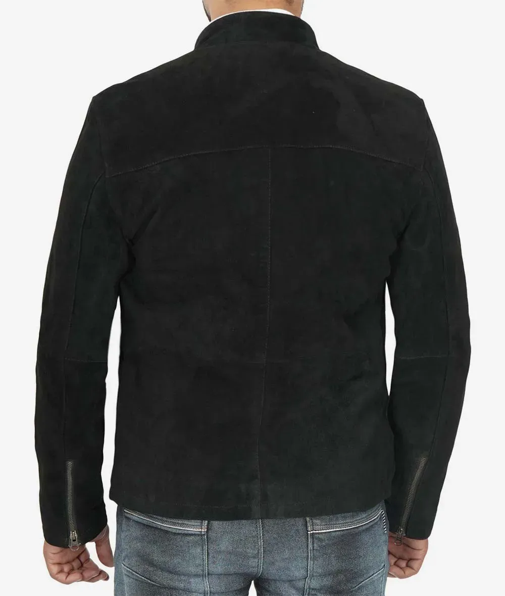 Men's Classic Black Suede Biker Style Jacket Men's Classic Black Suede Biker Style Jacket