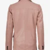 Womens Two Button Pink Leather Blazer