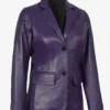 Women's Two Button Purple Leather Blazer - Notch Lapel