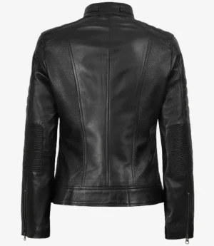 Women's Classic Black Leather Biker Style Jacket