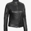 Women's Slim Fit Black Leather Biker Style Jacket