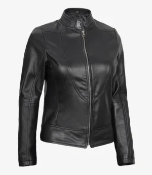 Women's Slim Fit Black Leather Biker Style Jacket