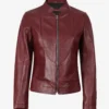 Womens Slim Fit Burgundy Leather Jacket