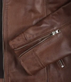 Women's Cognac Biker Style Leather Jacket