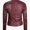 Womens Real Leather Burgundy Biker Style Jacket