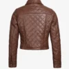 Womens Quilted Cropped Cognac Leather Jacket