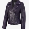 Women's Lambskin Asymmetrical Purple Biker Style Jacket