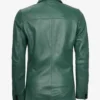 Womens Two Button Green Leather Blazer