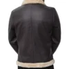 Mens Real Leather Dark Brown Shearling Bomber Jacket
