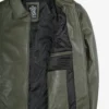 Men's Classic Shirt Collar Olive Green Leather Jacket