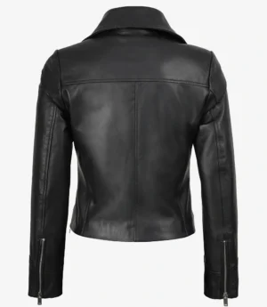 Rita Womens Asymmetrical Black Leather Biker Style Jacket