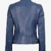 Women's Blue Biker Style Leather Jacket - Modern Fit