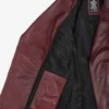 Women's Asymmetrical Maroon Belted Biker Style Leather Jacket