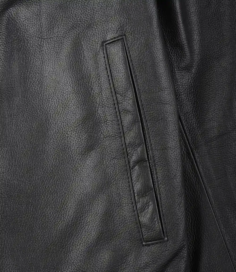 Mens Black Shirt Collar Cowhide Leather Jacket Mens Black Shirt Collar Cowhide Leather Jacket