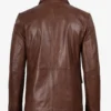 Mens Two Button Cognac Waxed Leather Blazer - Notch Lapel