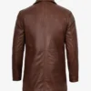 Men's Real Leather Button Down Cognac Car Coat