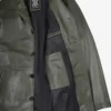 Men's Olive Green 3/4 Length Leather Car Coat