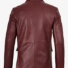 Men's Notch Lapel Maroon Leather Blazer – Two Button