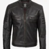 Mens Real Leather Distressed Brown Biker Style Jacket