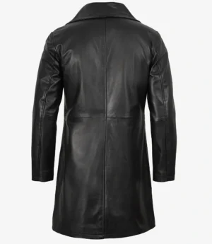 Men's 3/4 Length Black Lambskin Leather Coat