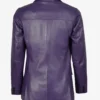 Women's Two Button Purple Leather Blazer - Notch Lapel