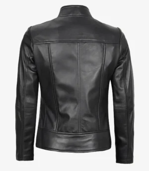 Women's Slim Fit Black Leather Biker Style Jacket