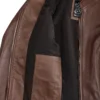 Womens Real Leather Cognac Waxed Biker Style Jacket Womens Real Leather Cognac Waxed Biker Style Jacket