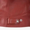 Womens Real Leather Red Biker Style Jacket
