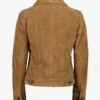 Women's Light Brown Suede Trucker Jacket