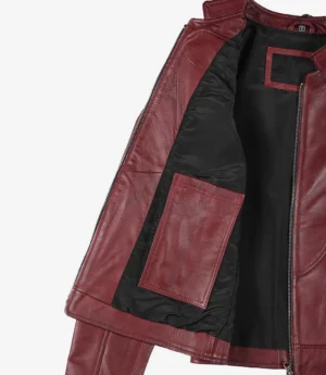 Womens Slim Fit Burgundy Leather Jacket
