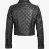 Women's Quilted Cropped Black Leather Jacket
