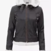 Women's Mary B3 Hooded Dark Brown Shearling Leather Jacket