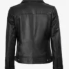 Jose Womens Black Shirt Collar Harrington Leather Jacket