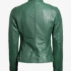 Women's Green Biker Style Leather Jacket