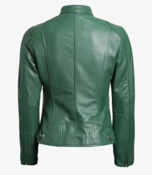 Women's Green Biker Style Leather Jacket