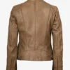 Womens Real Leather Camel Biker Style Jacket