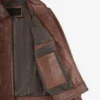 Men's Distressed Brown Biker Style Leather Jacket - Quilted Shoulder