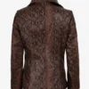 Kathryn Womens Snake Pattern Two Button Cognac Leather Blazer