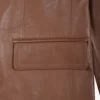 Mens Exclusive Two Button Real Leather Cognac Blazer