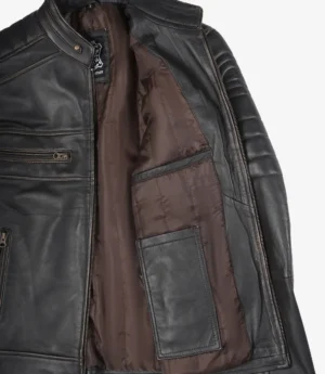 Mens Real Leather Distressed Brown Biker Style Jacket
