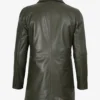 Men's Olive Green 3/4 Length Leather Car Coat