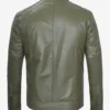 Mens Olive Green Biker Style Leather Jacket