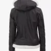 Women's Mary B3 Hooded Dark Brown Shearling Leather Jacket