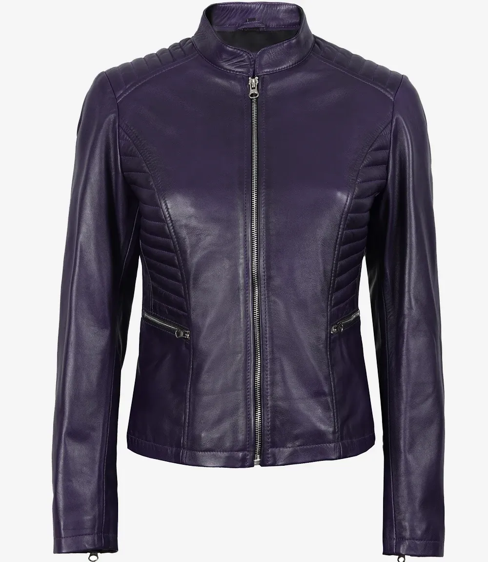 Rachel Womens Purple Biker Style Leather Jacket Rachel Womens Purple Biker Style Leather Jacket