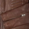 Womens Real Leather Cognac Waxed Biker Style Jacket