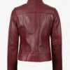 Womens Slim Fit Burgundy Leather Jacket