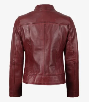 Womens Slim Fit Burgundy Leather Jacket