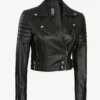 Women Asymmetrical Black Cropped Biker Style Leather Jacket